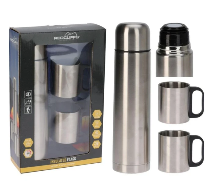 CESTOVNÍ TERMOSKA 1000 ML SE 2 ŠÁLKY STŘÍBRNÁ CESTOVNÍ TERMOSKA 1000 ML SE 2 ŠÁLKY STŘÍBRNÁ