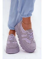 Semišové tenisky na platformě model 22095146 fialové - Goe