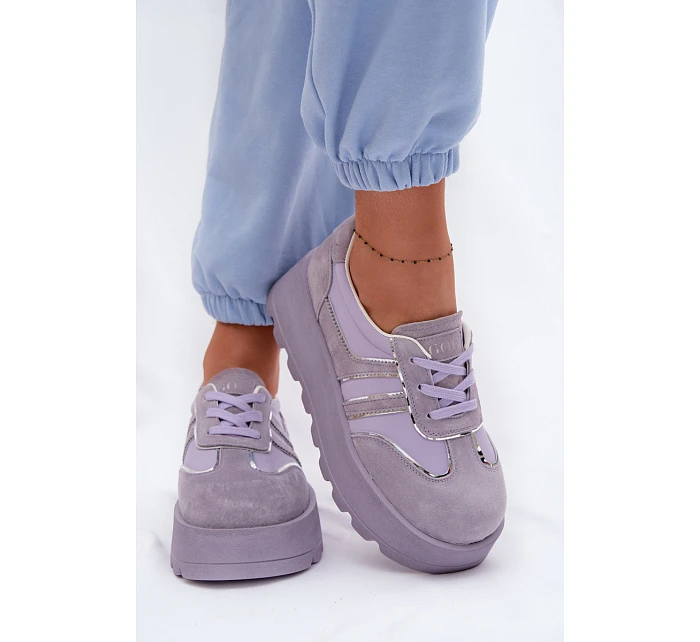 Semišové tenisky na platformě model 22095146 fialové - Goe