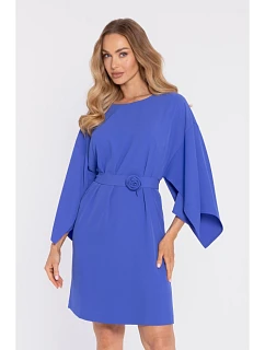 model 22040615 Šaty s ozdobnými širokými rukávy modré - Moe