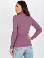 Dámský fialový pruhovaný svetr s rolákem