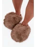 Dámské chlupaté papuče – hnědé Iseline Dámské chlupaté papuče – hnědé Iseline