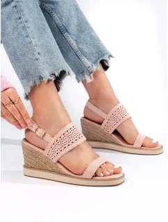 Designové sandály růžové dámské na klínku