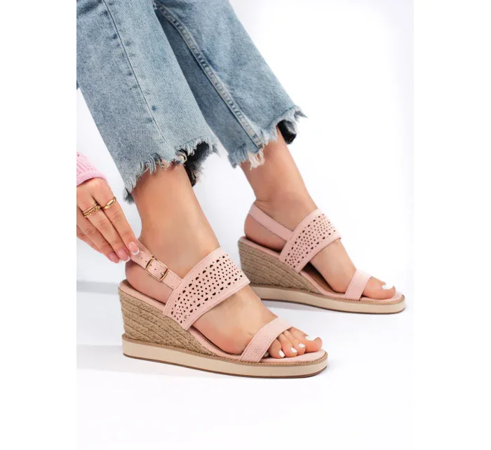 Designové sandály růžové dámské na klínku Designové sandály růžové dámské na klínku
