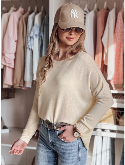 Dámský oversize hladký svetr SENZIA peach FashionStreet MY2446