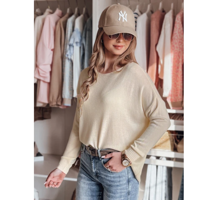 Dámský oversize hladký svetr SENZIA peach FashionStreet MY2446