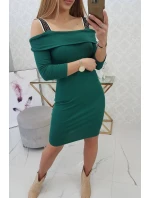 Šaty se širokými ramínky zelené