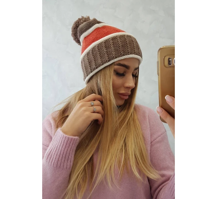 Dámská čepice Kinga K297 cappuccino+rudy Dámská čepice Kinga K297 cappuccino+rudy