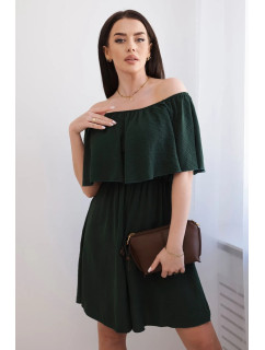 Španělské šaty s pasem tmavě zelená