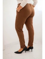 Dámské bavlněné kalhoty Plus Size s elastickým pasem model 21397638 - K-Fashion Dámské bavlněné kalhoty Plus Size s elastickým pasem model 21397638 - K-Fashion