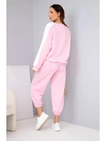 Dámský komplet z měkkého materiálu s lampasem a model 22015446 světle růžový - K-Fashion