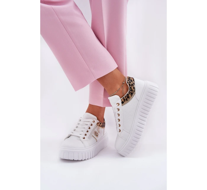 Dámské Sportovní Boty Na Platformě Z Eko Kůže Panther Bílé Velionna Dámské Sportovní Boty Na Platformě Z Eko Kůže Panther Bílé Velionna