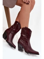 Dámské kožené boty typu kovboj na podpatku Bordové Sorelia Dámské kožené boty typu kovboj na podpatku Bordové Sorelia