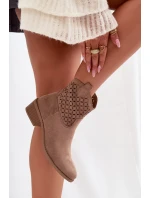 Dámské perforované kotníkové boty na podpatku Béžové Briavine Dámské perforované kotníkové boty na podpatku Béžové Briavine