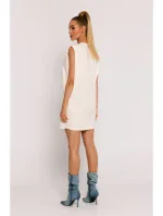 M789 Mini šaty s vycpávkami na ramenou - krémové