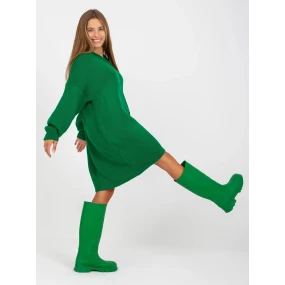 Dámské úpletové šaty LC SW 0341.38P Tmavě zelená - Rue Paris