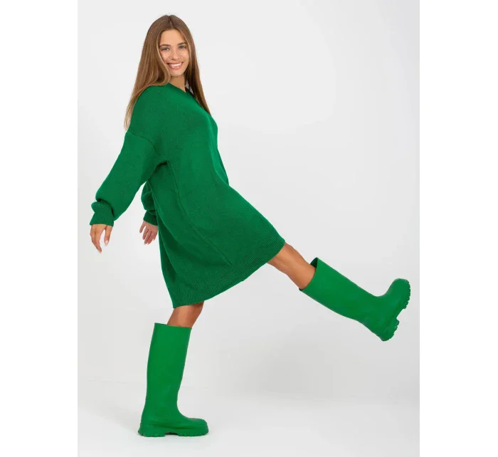 Dámské úpletové šaty LC SW model 20081235 Tmavě zelená - Rue Paris