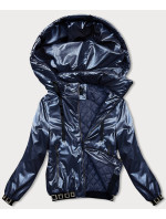Tmavě modrá krátká bunda s ozdobnými stahovacími lemy (16M9087-215)