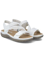 Pohodlné dámské sandály na suchý zip s gumičkami bílé Rieker 64870-81