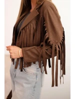Dámská semišová bunda s třásněmi hnědá Dámská semišová bunda s třásněmi hnědá