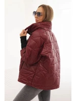 Dámská prošívaná bunda s krátkým střihem a stojáčkem bordová