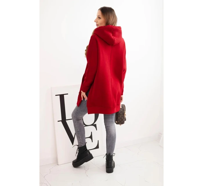 Bunda s rozparky na bocích vínová Bunda s rozparky na bocích vínová