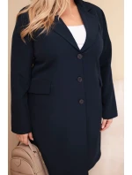 Dámský plášť Plus Size dlouhý s límcem a kapsami granátový