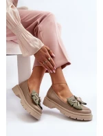 Dámské kožené mokasíny s mašlí Laura Messi 2787 Beige