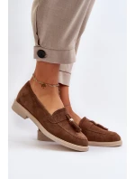 model 21652470 Semišové Dámské Mokasíny na Ploché Podrážce Hnědé - Zazoo