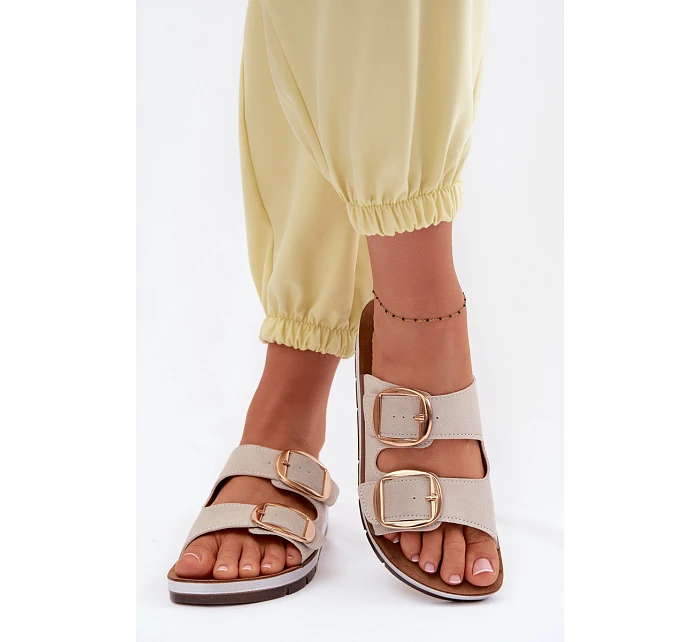 Dámské pantofle se zlatými sponami Inblu CP000061 Béžové