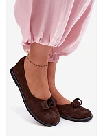 Kožené Semišové Dámské Polobotky model 22101235 Čokoládové - Zazoo