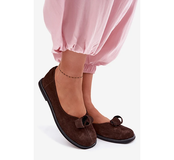 Kožené Semišové Dámské Polobotky model 22101235 Čokoládové - Zazoo