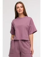 B294 Oříznutá mikina s krátkým rukávem - heather B294 Oříznutá mikina s krátkým rukávem - heather