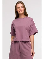 B294 Oříznutá mikina s krátkým rukávem - heather