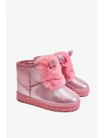 Dívčí Sněhové Teple Boty S Kožešinou S Ušima Růžový Betty