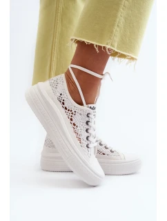 Krajkové dámské tenisky Lee Cooper bílé