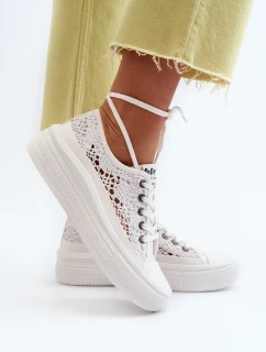 Krajkové dámské tenisky Lee Cooper bílé