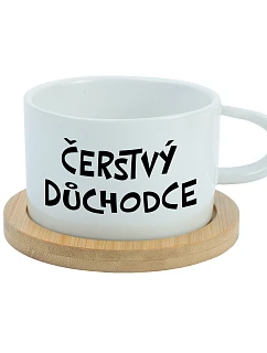 ČERSTVÝ DŮCHODCE - bílý hrníček makronka 200 ml