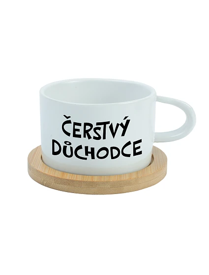 ČERSTVÝ DŮCHODCE - bílý hrníček makronka 200 ml