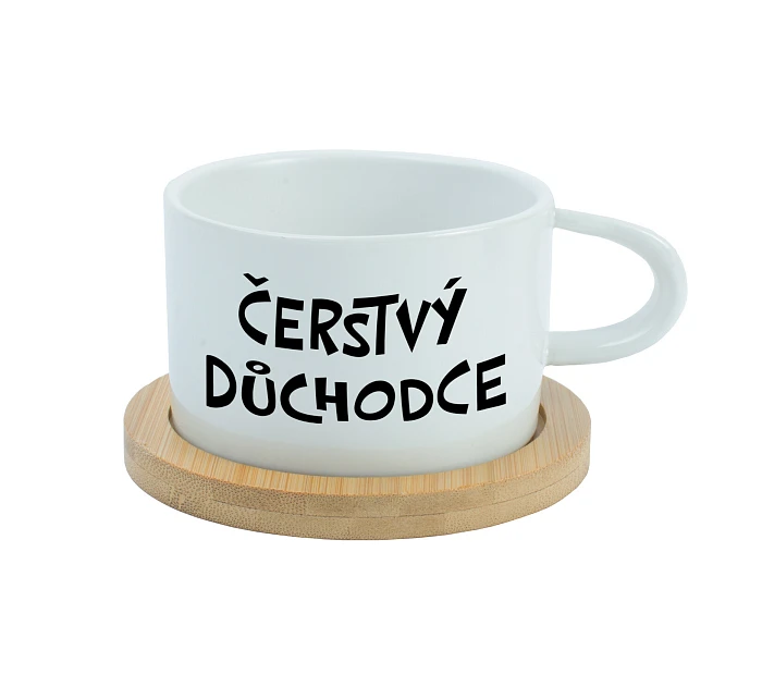 ČERSTVÝ DŮCHODCE - bílý hrníček makronka 200 ml