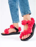 Designové dámské růžové sandály bez podpatku Designové dámské růžové sandály bez podpatku