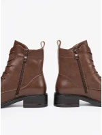 Klasické hnědé dámské  kotníčkové boty płaski