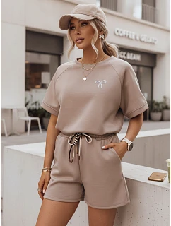 Dámská letní souprava s motýlem z měkké viskózy v barvě moka FashionStreet AY1190