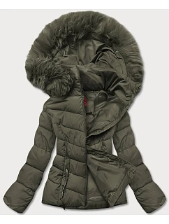 Dámská krátká zimní bunda khaki (TY043-29)