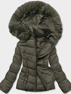 Dámská krátká zimní bunda khaki (TY043-29)