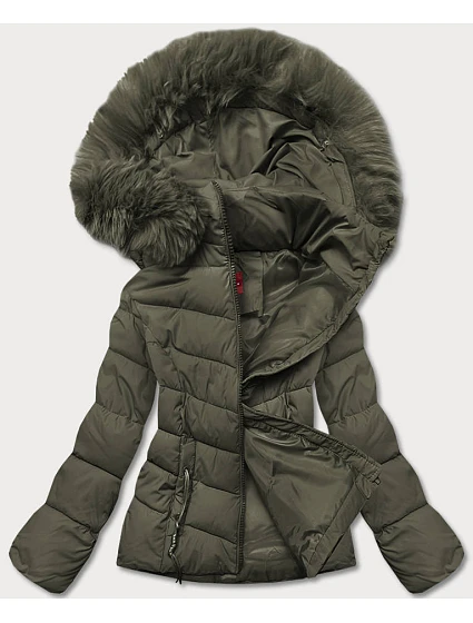 Dámská krátká zimní bunda khaki (TY043-29)
