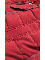 Tmavě červená asymetrická dámská zimní bunda (M-21301)