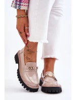 Lakované mokasíny na platformě Béžové model 21611378 - S.Barski