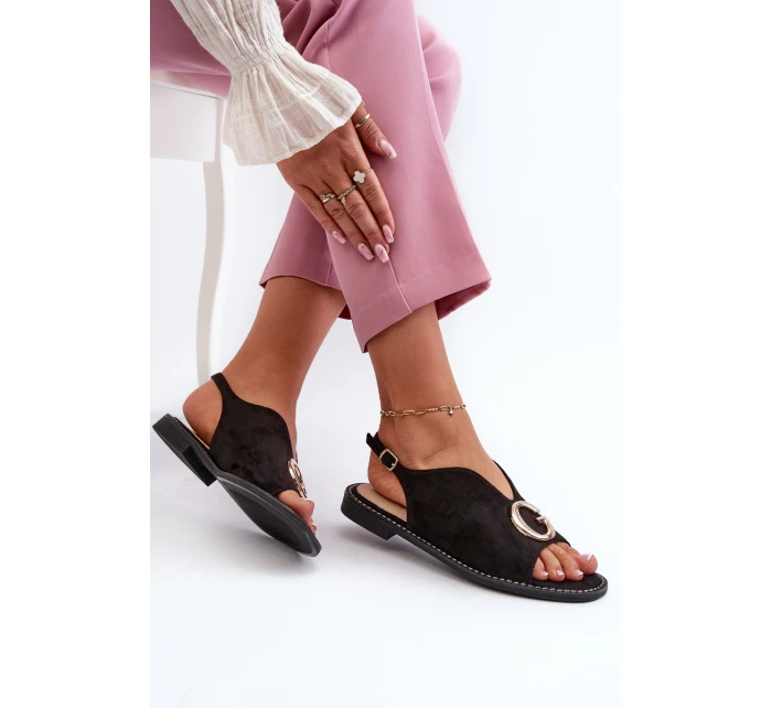 Elegantní dámské sandály s ozdobou z  Černé model 21659535 - S.Barski