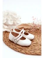 Lakýrované Dětské Baletky S Proužky Bílé Margenis Lakýrované Dětské Baletky S Proužky Bílé Margenis